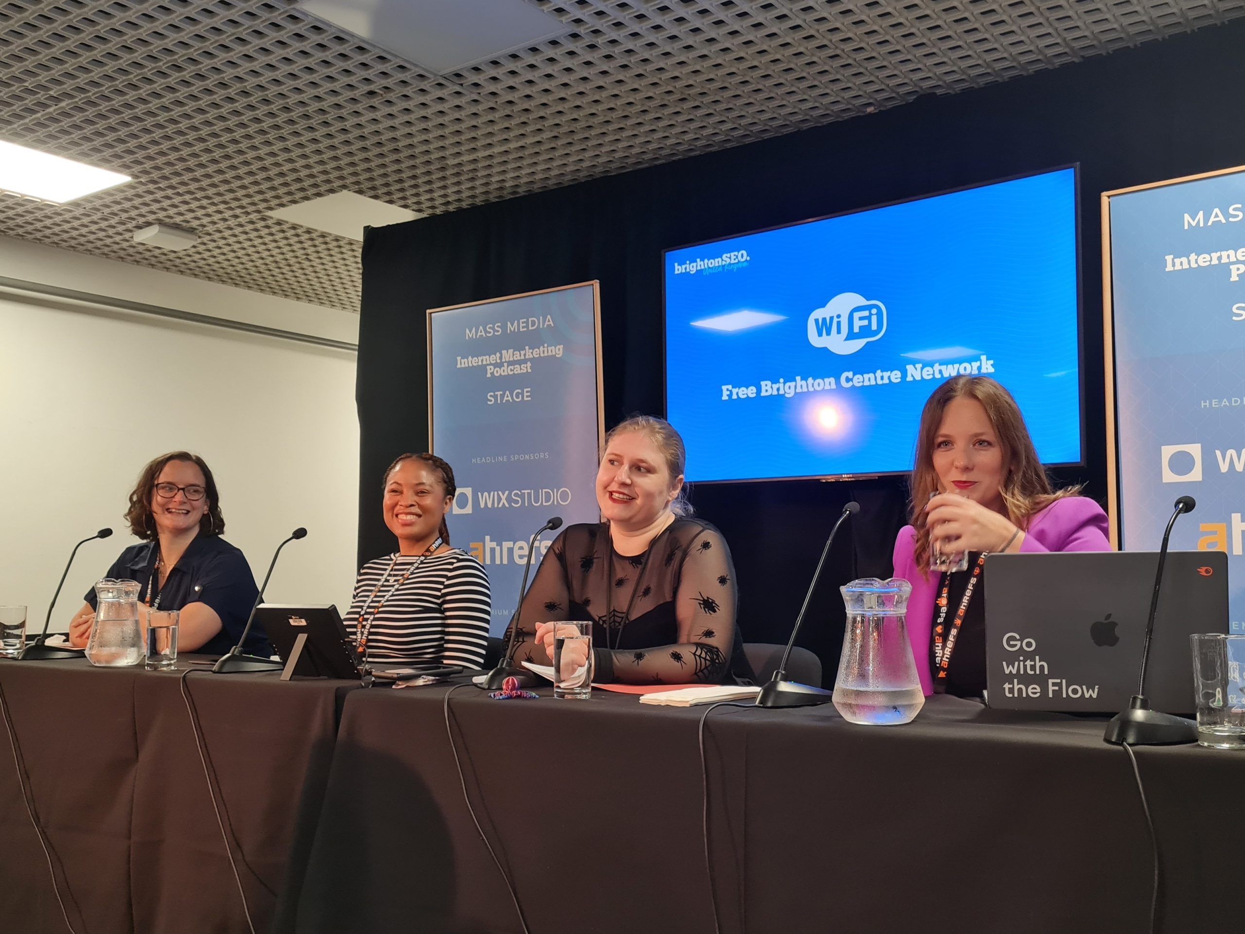 Essential Insights into CRO and UX panel at brightonSEO - L-R Mel Barfield, Itasoha Akhibi, Myriam Jessier, Julie Farley